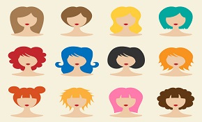 12 color hair woman head vector